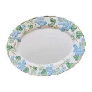 Vintage Metlox Poppy Trail Serveware Platter Sculpted Grape Spring Easter 60s